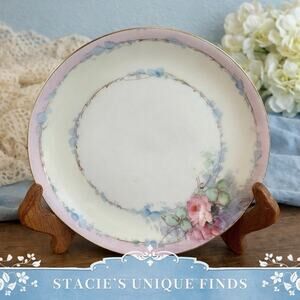 Vintage Hutschenreuther Selb Floral Bread Plate Pink Gold Trim Germany